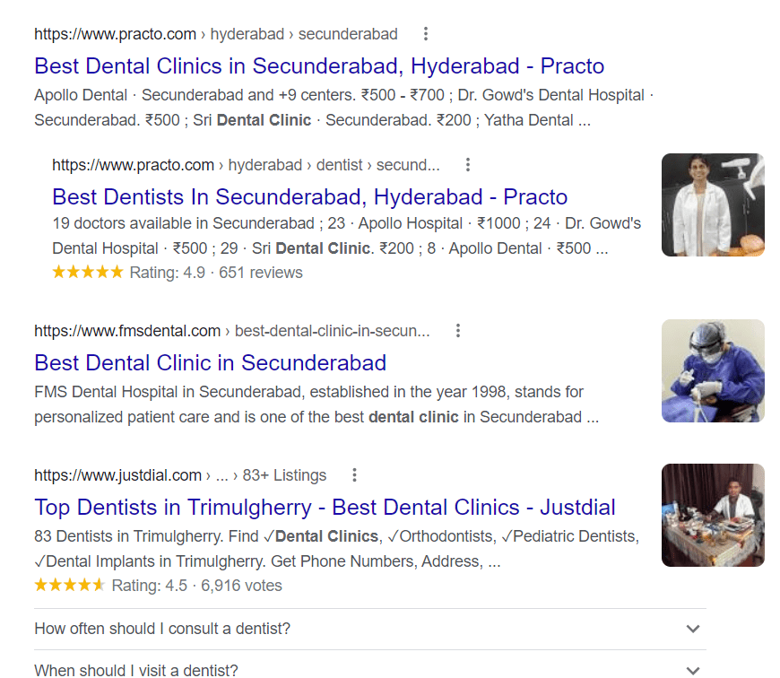 google organic search results