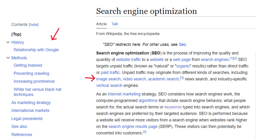 seed keyword research on wikipedia