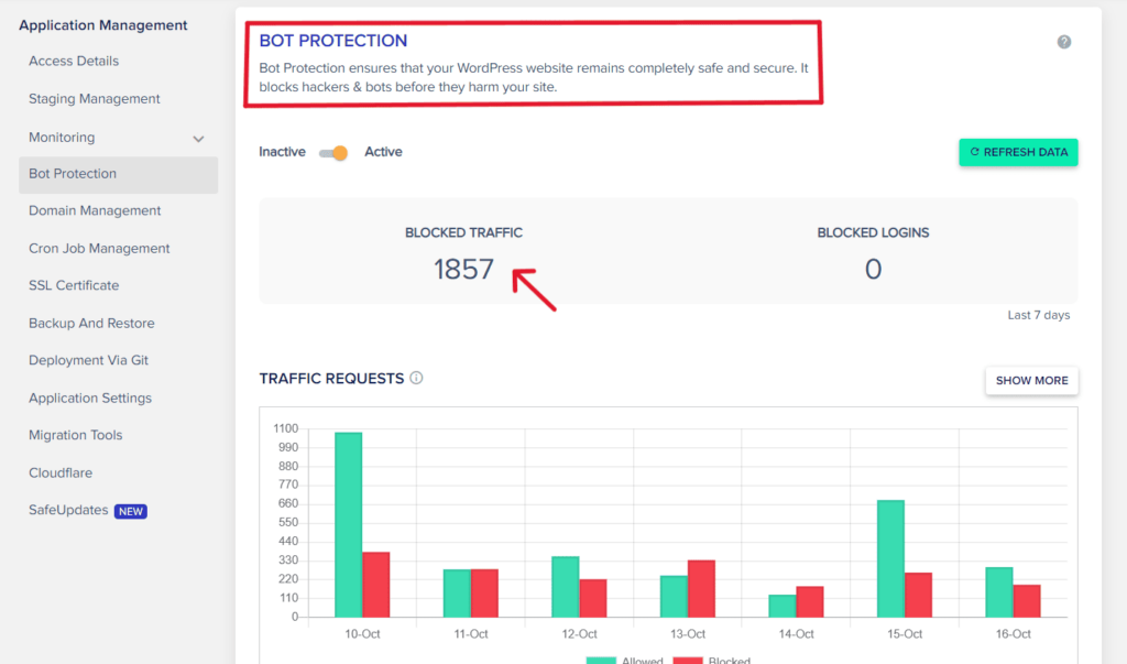 screenshot of cloudways bot protection