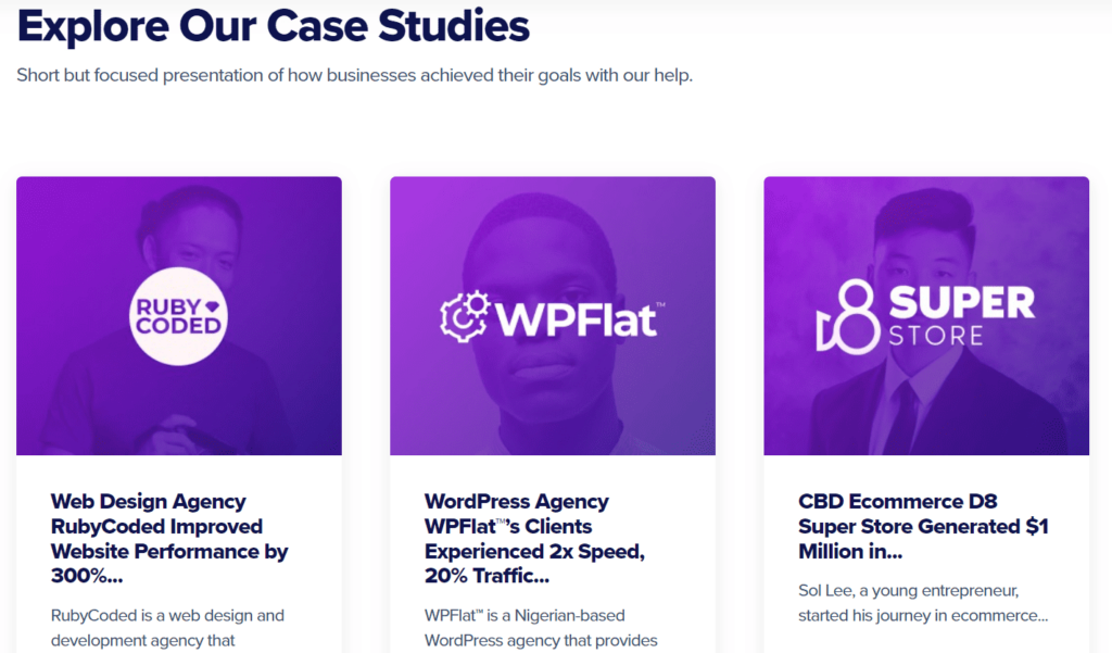 screenshot of cloudways hosting customer case studies