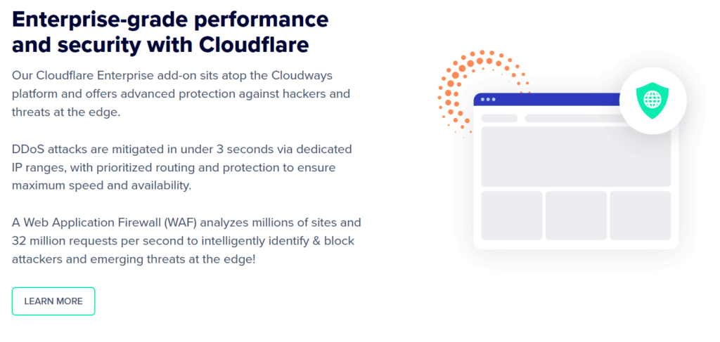 screenshot of cloudways security features